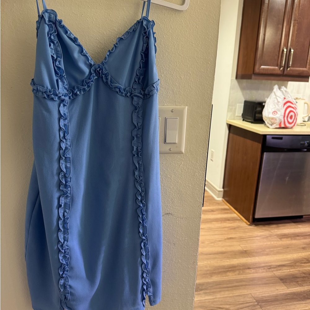 Tiger Mist Light Blue Ruffled Dress